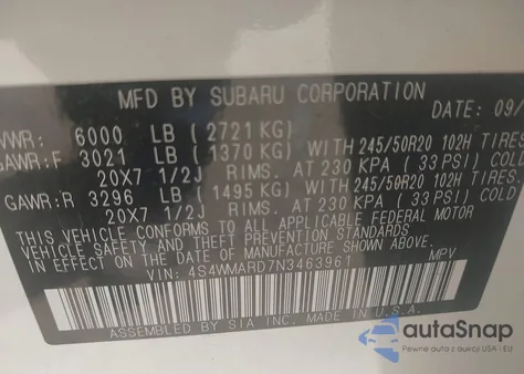 2022 Subaru Ascent Touring из США, поврежденный, VIN 4S4WMARD7N3463961